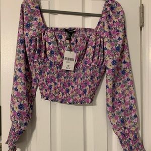 Floral long sleeve crop top
